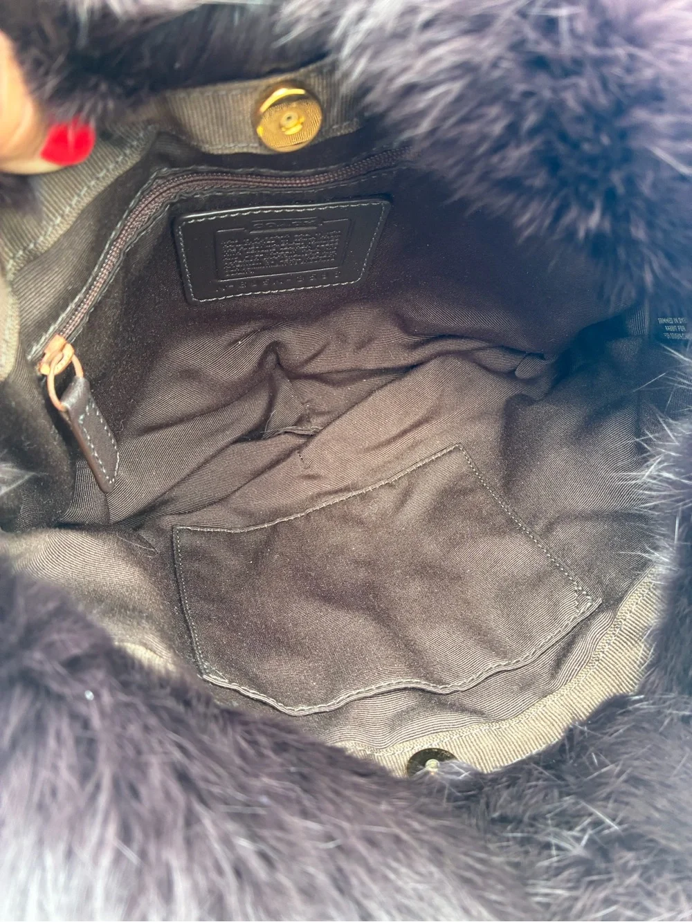 Coach G05K-3586 Ski Bunny Hobo Bag 2005 Dark Brown Quilted Rabbit Fur Y2K